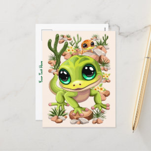 Baby Geckos Cute Cartoon Characters Holiday Postcard