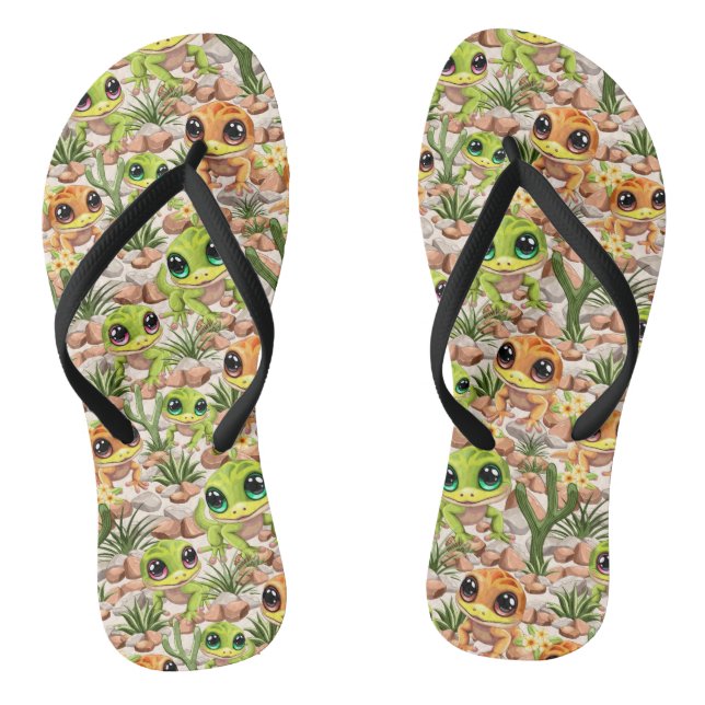Baby Geckos Cute Cartoon Characters Jandals (Footbed)