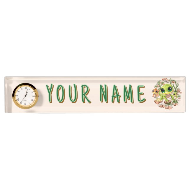 Baby Geckos Cute Cartoon Characters Nameplate (Front)