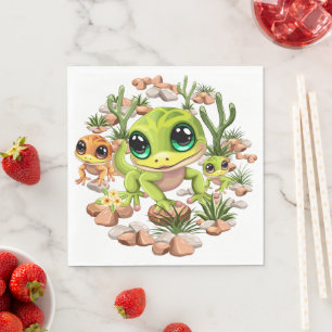 Baby Geckos Cute Cartoon Characters Napkin