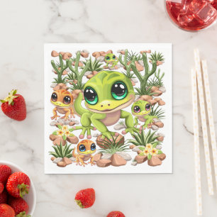 Baby Geckos Cute Cartoon Characters Napkin