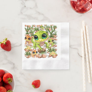 Baby Geckos Cute Cartoon Characters Napkin