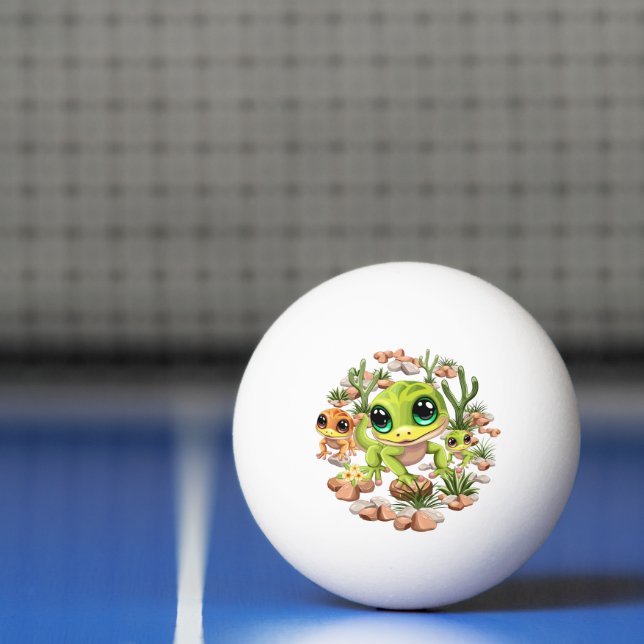 Baby Geckos Cute Cartoon Characters Ping Pong Ball (Net)