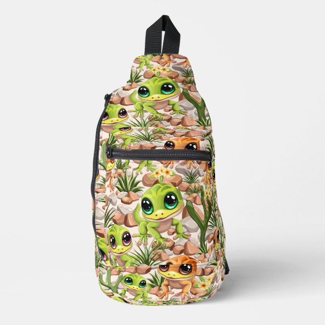 Baby Geckos Cute Cartoon Characters Sling Bag (Front)