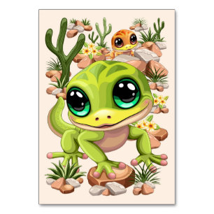 Baby Geckos Cute Cartoon Characters Table Number