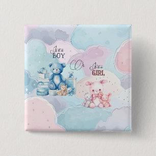 Baby Gender Reveal 15 Cm Square Badge