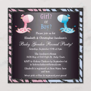 Baby Gender Reveal Animal Print & Giraffes Invitation