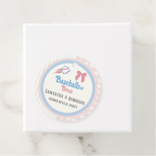 Baby gender reveal Baseballs or Bows Favour Tags