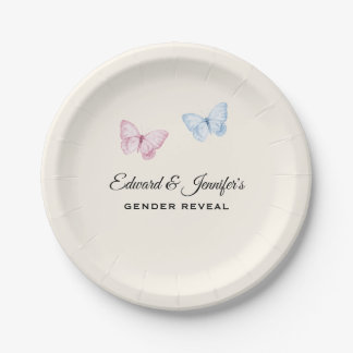 Baby Gender Reveal Butterflies 7-in Paper Plate