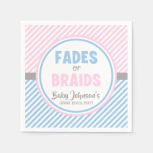 Baby Gender Reveal - Fades or Braids Napkin
