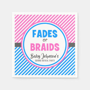 Baby Gender Reveal - Fades or Braids Napkin