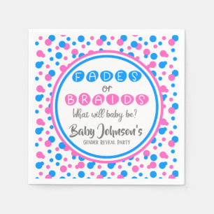 Baby Gender Reveal - Fades or Braids Napkins