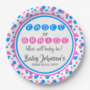 Baby Gender Reveal - Fades or Braids Paper Plate