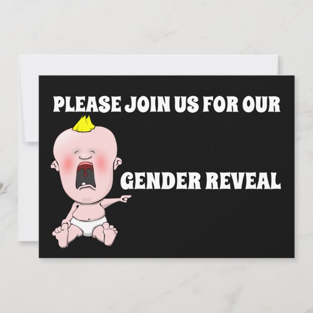 BABY GENDER REVEAL FUNNY CUSTOM PARTY INVITATIONS (Front)