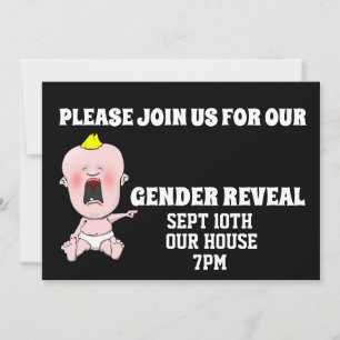 BABY GENDER REVEAL FUNNY CUSTOM PARTY INVITATIONS