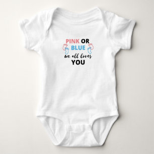 Baby Gender Reveal Ideas Pink Or Blue We All Love Bodysuit