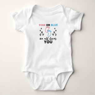 Baby Gender Reveal Ideas Pink Or Blue We All Love Bodysuit