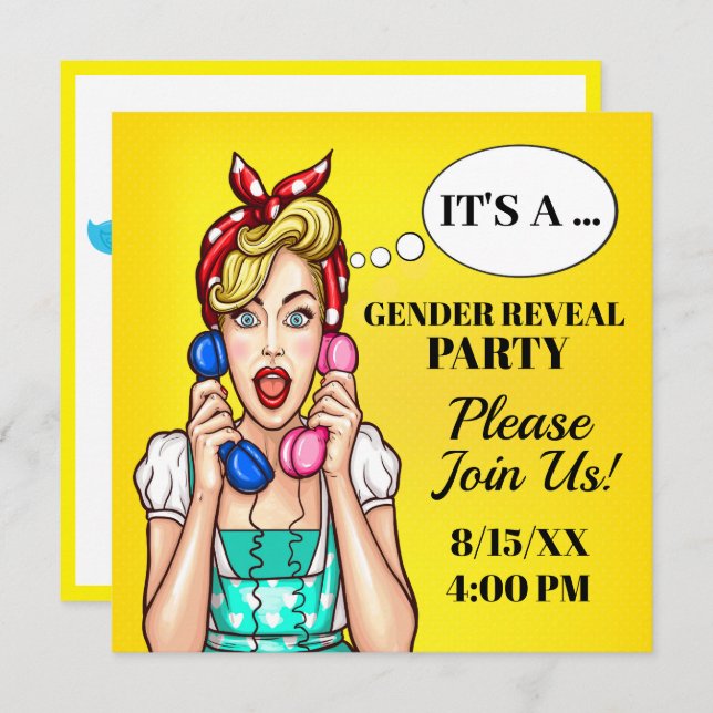 Baby Gender Reveal Invitation (Front/Back)