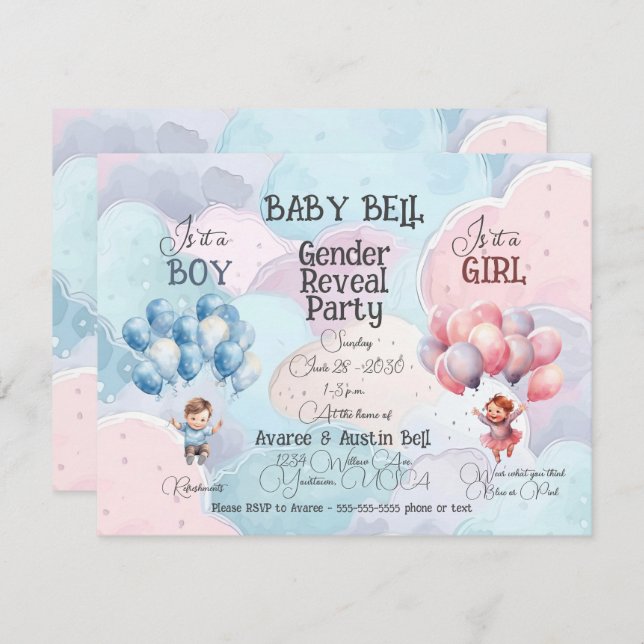Baby Gender Reveal Invitation (Front/Back)