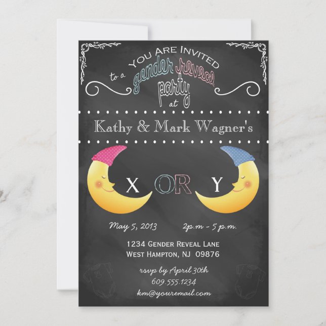 Baby Gender Reveal Invitation in Chalkboard (Front)