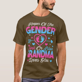 Baby Gender Reveal Shower Pink Or Blue Grandma Lov T-Shirt