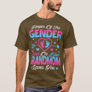 Baby Gender Reveal Shower Pink Or Blue Grandmom Lo T-Shirt