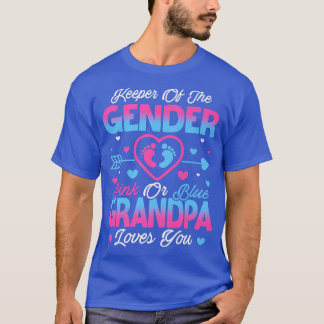 Baby Gender Reveal Shower Pink Or Blue Grandpa Lov T-Shirt