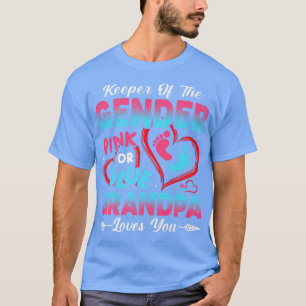 Baby Gender Reveal Shower Pink Or Blue Grandpa Lov T-Shirt