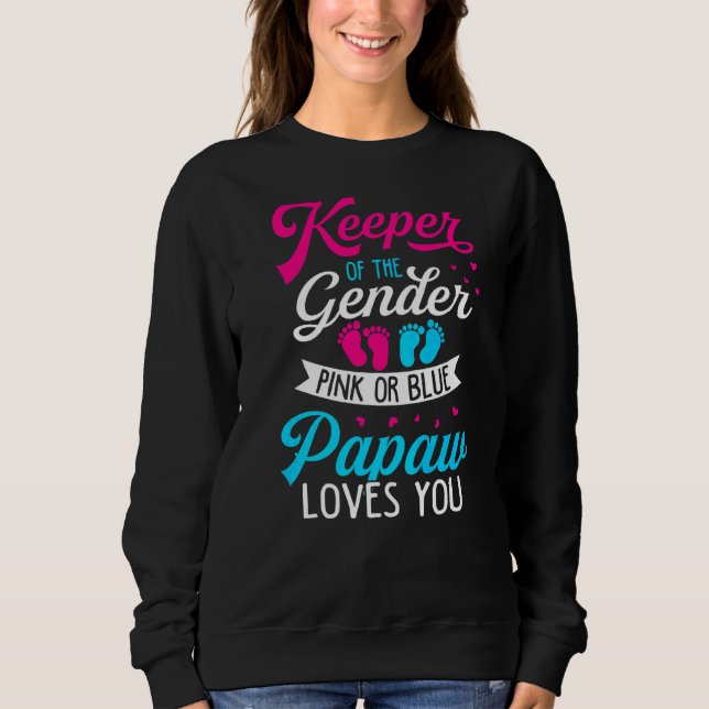 Baby Gender Reveal Shower Pink Or Blue Papaw Loves Sweatshirt (Front)