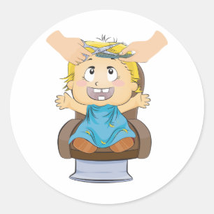 Baby Getting Haircut Funny Kids Barber Shop Classic Round Sticker