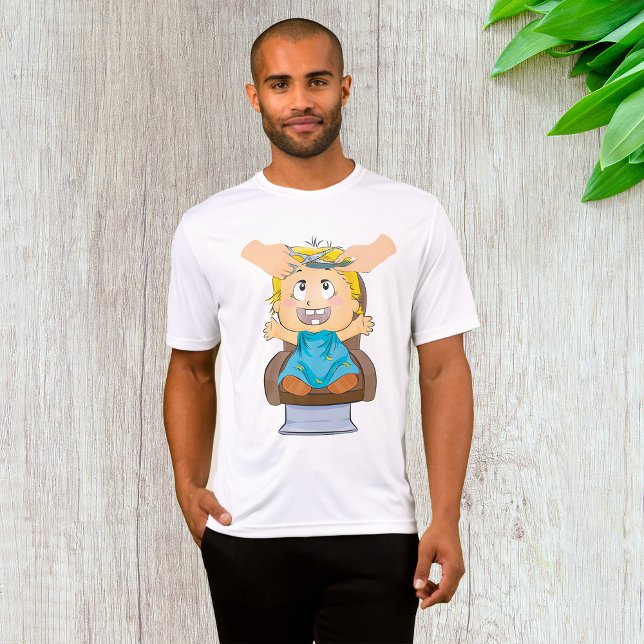 Baby Getting Haircut Funny Kids Barber Shop T-Shirt (Creator Uploaded)