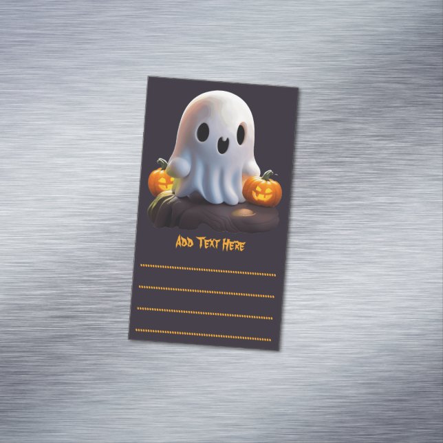 Baby Ghost Creepy Cute Halloween Character Magnetic Business Card (In Situ)