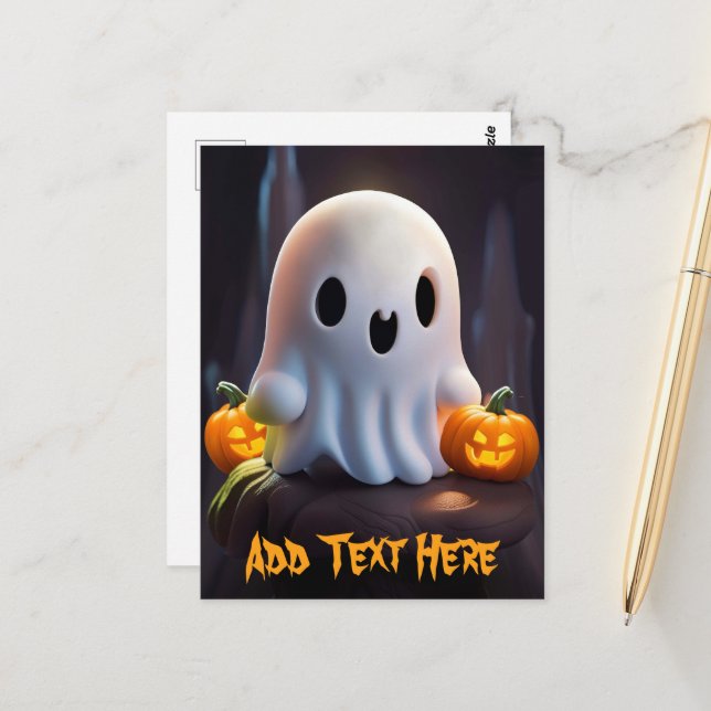 Baby Ghost Creepy Cute Halloween Character Postcard (Front/Back In Situ)