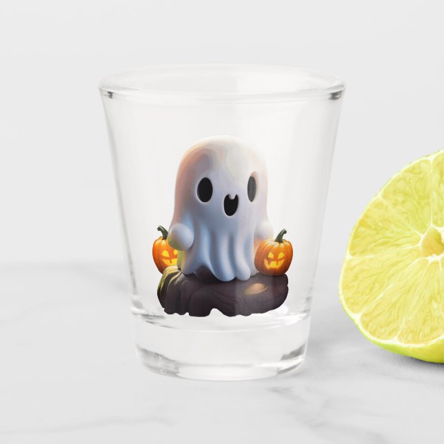 Baby Ghost Creepy Cute Halloween Character Shot Glass (Front)