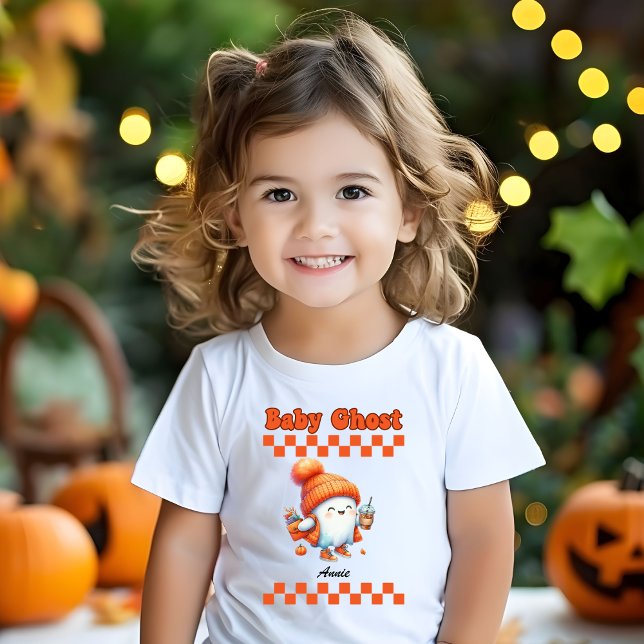 Baby Ghost Personalised Name Halloween Gift Design T-Shirt (Creator Uploaded)