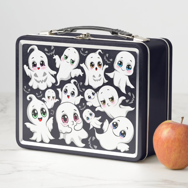 Baby Ghosts Spooky Cute Halloween Mood Metal Lunch Box (In Situ)
