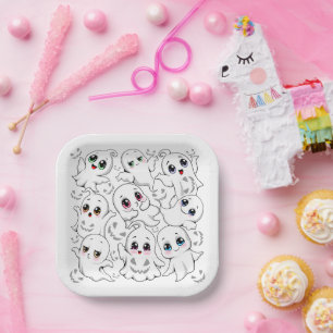 Baby Ghosts Spooky Cute Halloween Mood Paper Plate