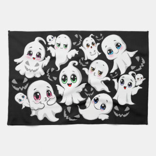 Baby Ghosts Spooky Cute Halloween Mood Tea Towel