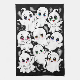 Baby Ghosts Spooky Cute Halloween Mood Tea Towel