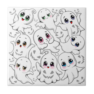 Baby Ghosts Spooky Cute Halloween Mood Tile