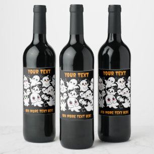 Baby Ghosts Spooky Cute Halloween Mood Wine Label