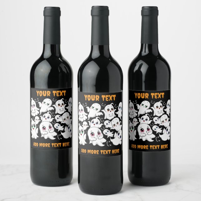 Baby Ghosts Spooky Cute Halloween Mood Wine Label (Bottles)