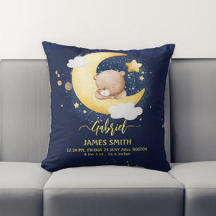 Baby gifts Sleeping teddy bear birth stats  Cushion