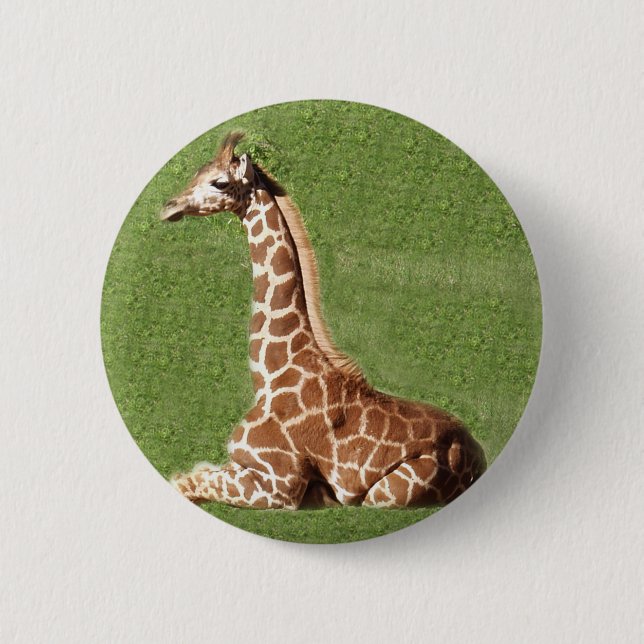 Baby Giraffe 6 Cm Round Badge (Front)