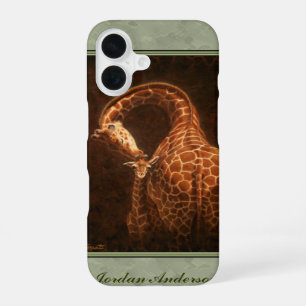 Baby Giraffe and Mum Green iPhone 16 Case