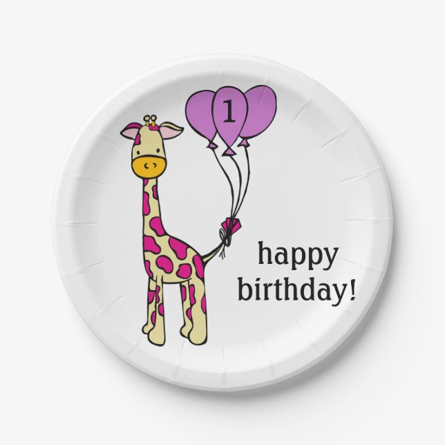 Baby Giraffe - Birthday Plates - Customisation (Front)