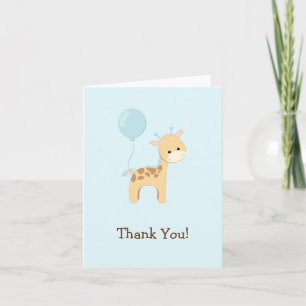 Baby Giraffe, Blue, Jungle Animal Thank You