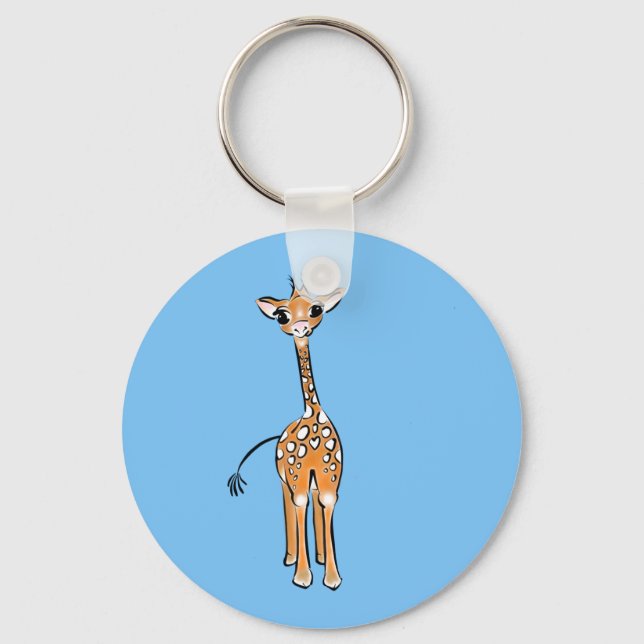 Baby Giraffe - blue Key Ring (Front)