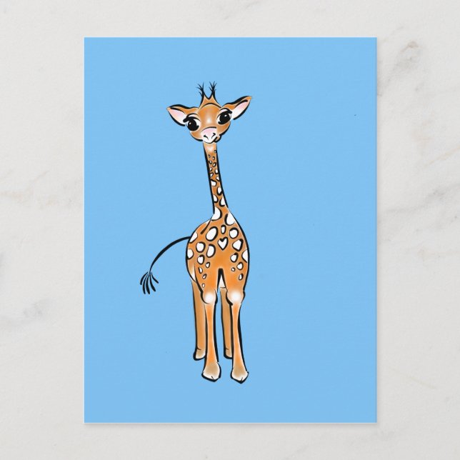 Baby Giraffe - blue Postcard (Front)