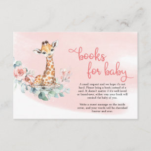 Baby giraffe blush flowers eucalyptus book request enclosure card